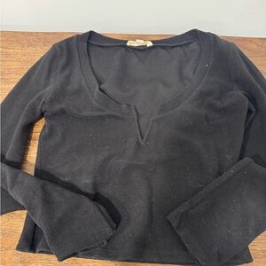 Honey Punch Elegant Black Long Sleeve Top